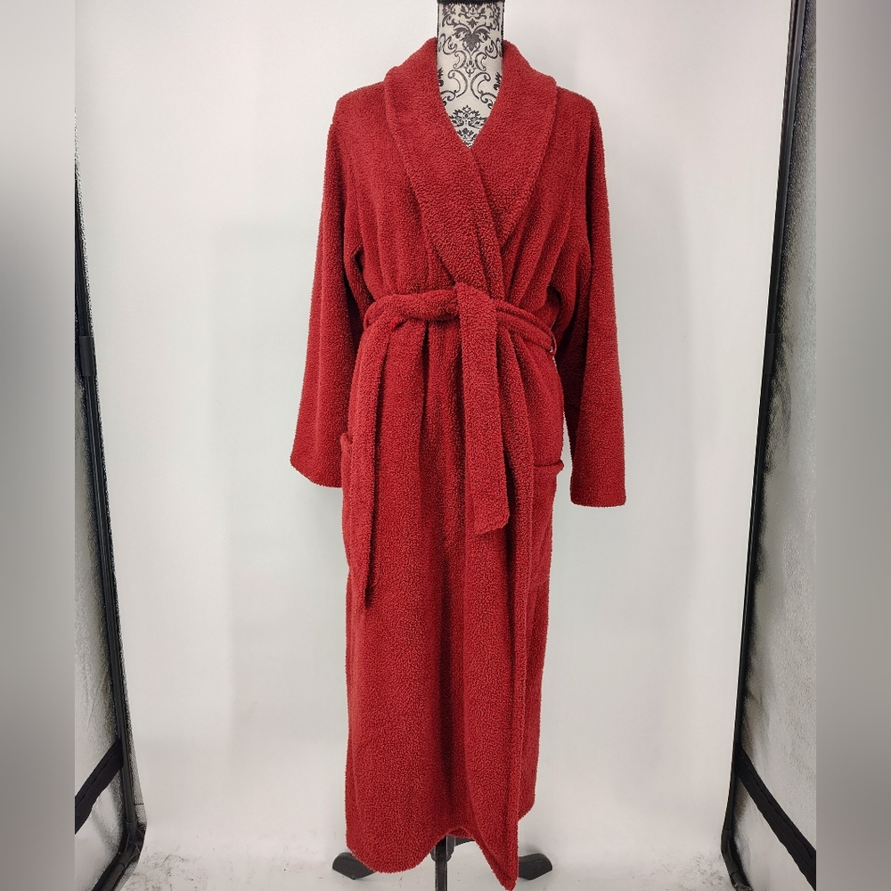 Eddie Bauer Red Plush Fleece Robe Size Adult Small/Medium